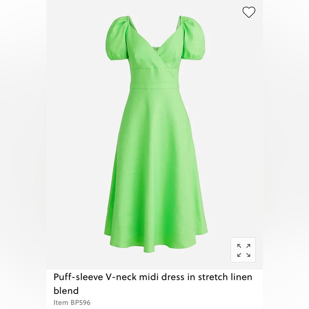 Puff Sleeve V Neck Midi Dress